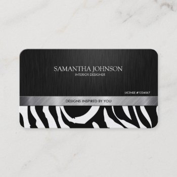 Professional Elegant Black & Silver Zebra Stripes Business Card by eatlovepray at Zazzle