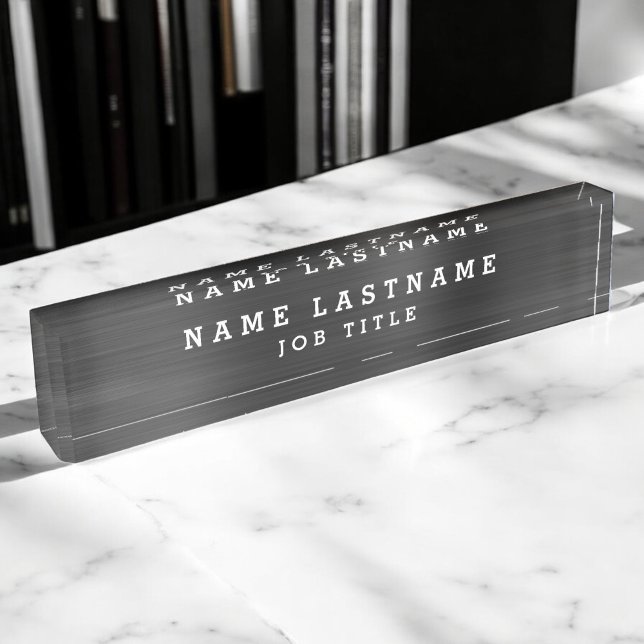Professional Elegant Black White Desk Name Plate (Creator Uploaded)