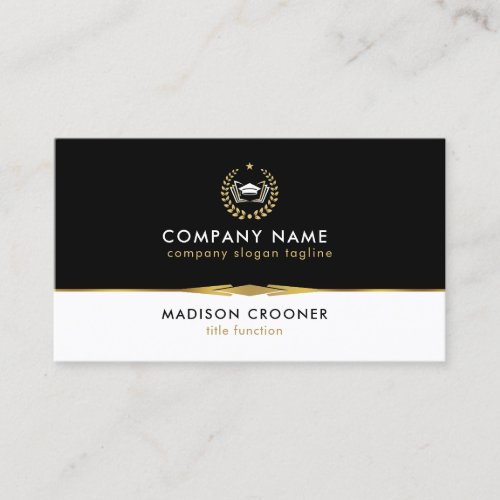 Professional Elegant Black White Gold Custom Logo Business Card