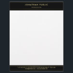 Professional Elegant Black White Gold Modern Plain Letterhead<br><div class="desc">Professional Elegant Black White Gold Modern Plain Letterhead.</div>