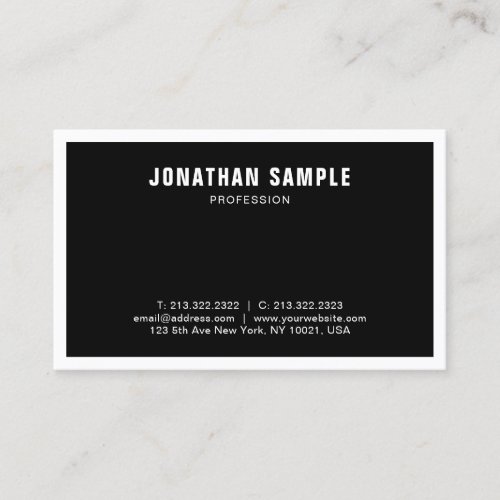 Professional Elegant Black White Modern Simple Business Card
