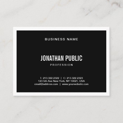 Professional Elegant Black White Modern Simple Business Card