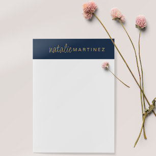 Professional Elegant Blue Gold Personalized Large Post-it Notes