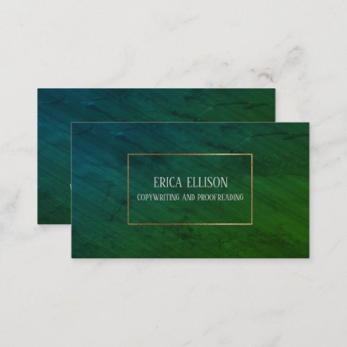 Professional Elegant Blue Green Gold Copywriting Business Card