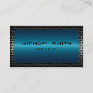 Professional Elegant Blue Metal Border Business Card