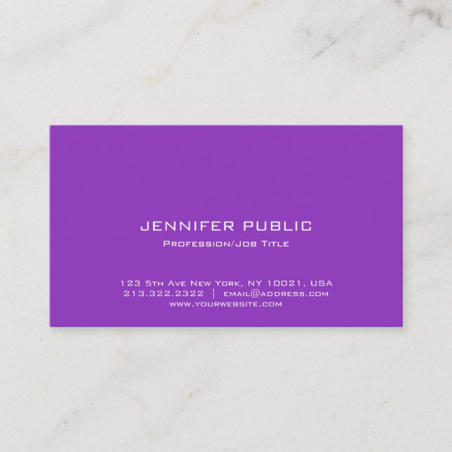 Professional Elegant Blue Violet Modern Simple Business Card (Front)