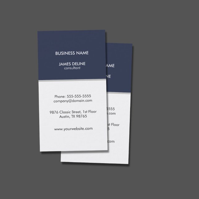 Professional Elegant Blue White Consultant Business Card (Creator Uploaded)