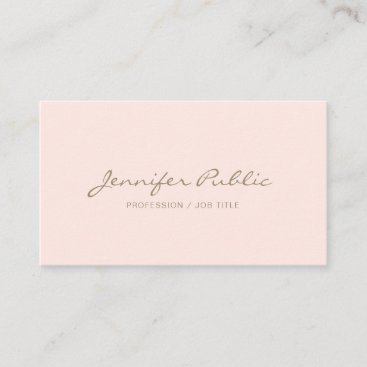 Professional Elegant Blush Pink Simple Chic Plain Business Card