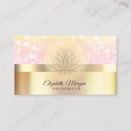 Professional Elegant Bokeh Gold Lotus Business Card