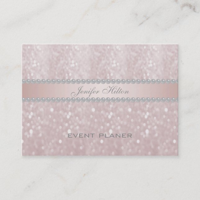 Professional elegant bokeh pearls business card (Front)