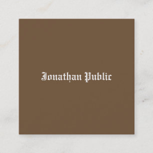 Professional Elegant Brown Artistic Simple Plain Square Business Card
