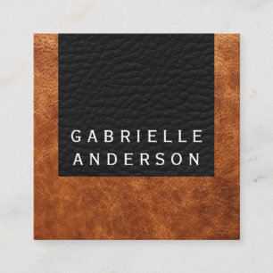 Professional Elegant Brown Leather Square Business Card