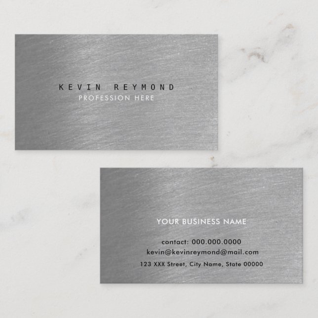 professional elegant brushed steel gray business card (Front/Back)