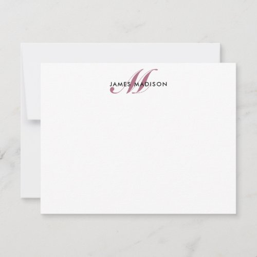 Professional Elegant Burgundy Red Script Monogram Note Card