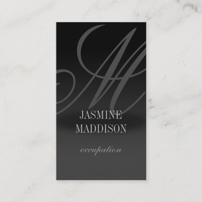 Professional elegant business card Black Grey (Front)