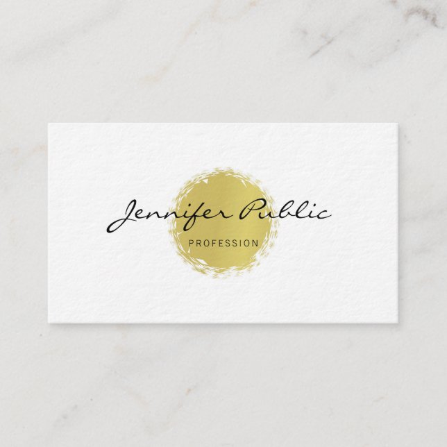 Professional Elegant Calligraphy Gold Design Plain Business Card (Front)