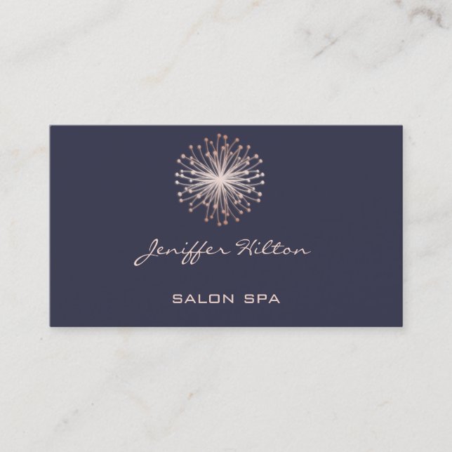 Professional elegant chic damask dandelion business card (Front)