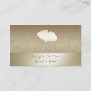 Professional elegant chic ginko leaf old gold look business card