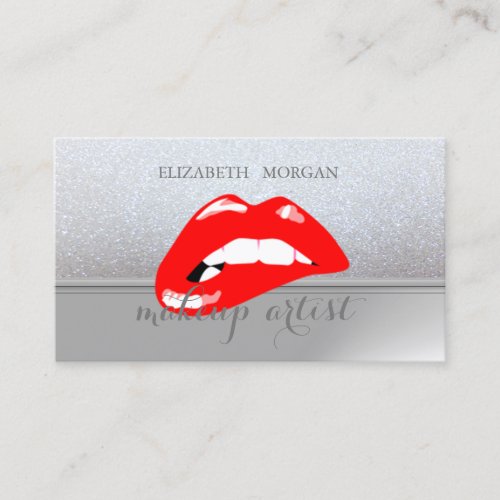 Professional Elegant Chic GlitteryRed Lips Business Card
