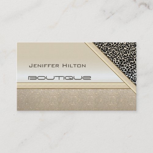 Professional elegant chic leopard print shiny look business card