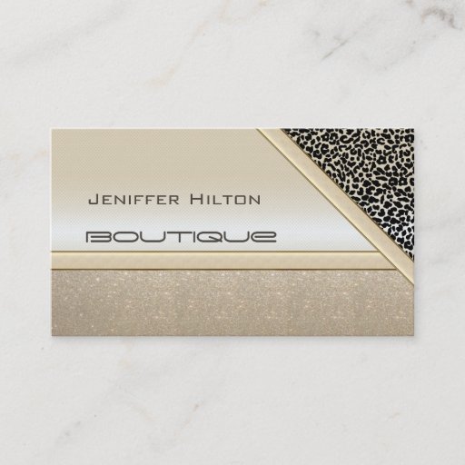 Customizable Professional elegant chic leopard print shiny look business card