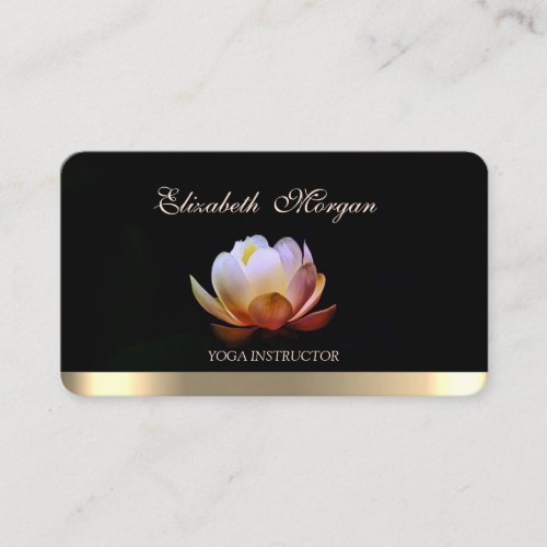 Professional Elegant Chic LotusYoga Black Business Card