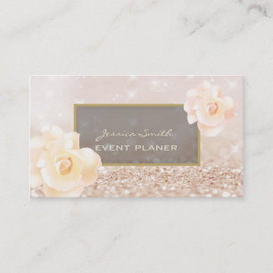 Professional elegant chic luxury roses glittery business card
