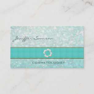 Professional elegant chic pearl shamrock glittery business card