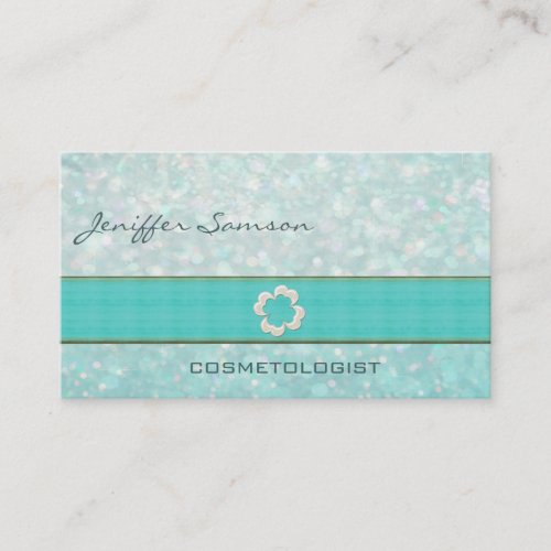 Professional elegant chic pearl shamrock glittery business cards