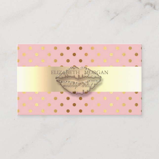 Professional Elegant Chic  Polka Dots,Stripes Business Card (Front)