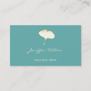 Professional elegant chic simple ginko leaf mint business card
