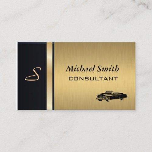 Professional elegant classy luxury golden old car business card