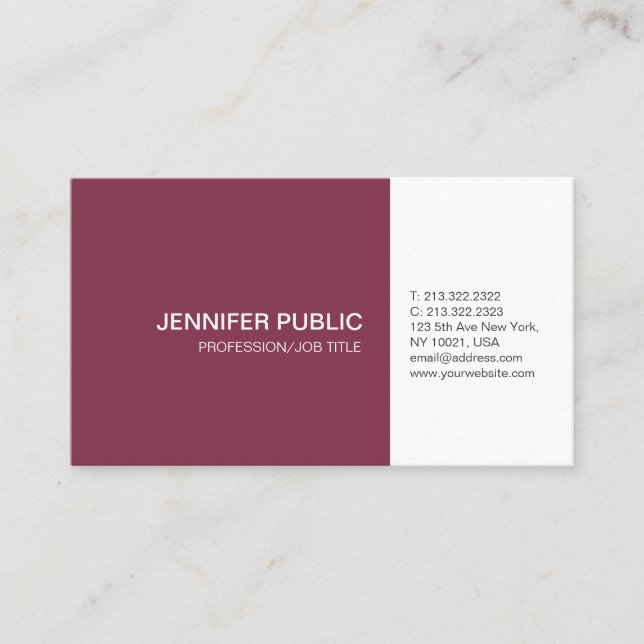 Professional Elegant Colors Artistic Plain Modern Business Card (Front)
