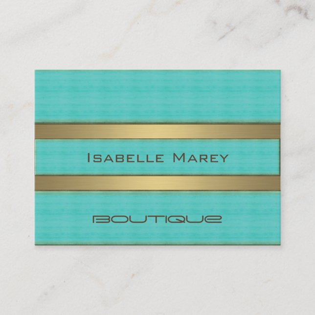 Professional elegant contemporary turquoise gold business card (Front)