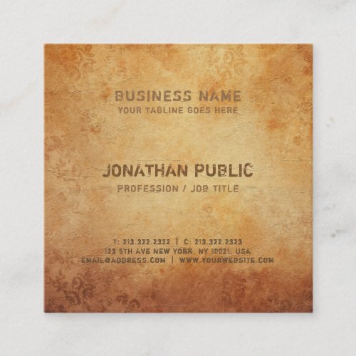 Professional Elegant Creative Antic Look Luxe Square Business Card