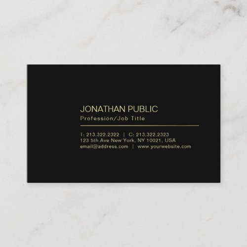 Professional Elegant Creative Black Simple Plain Business Card