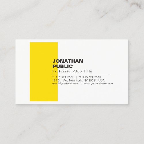 Professional Elegant Creative White Yellow Plain Business Card