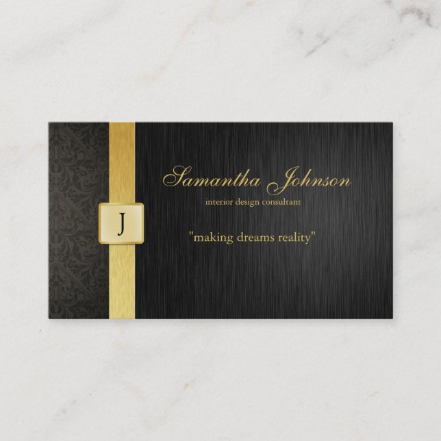 Professional Elegant Damask Business Cards (Front)