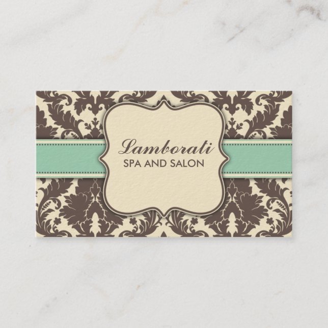 Professional Elegant Damask Floral Modern Beige Business Card (Front)