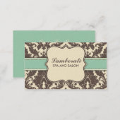 Professional Elegant Damask Floral Modern Beige Business Card (Front/Back)