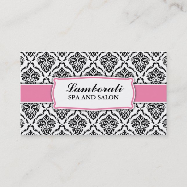 Professional Elegant Damask Floral Pattern Stylist Business Card (Front)