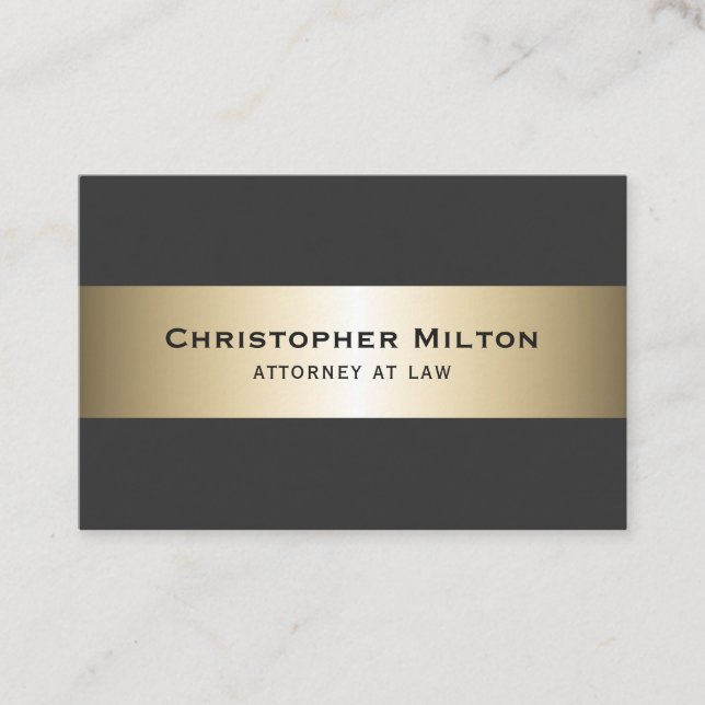 Professional Elegant Dark Faux Gold Stripes Business Card (Front)