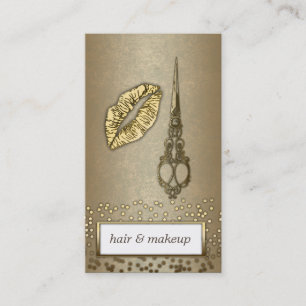 Professional elegant faux gold confetti chic lips business card