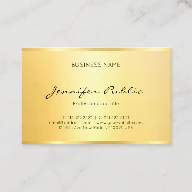Professional Elegant Faux Gold Minimalist Modern Business Card | Zazzle