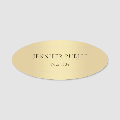 Professional Elegant Faux Gold Modern Template Name Tag