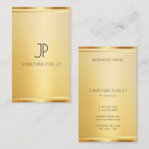 Professional Elegant Faux Gold Vertical Template Business Card