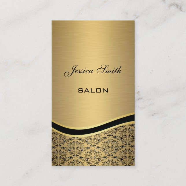 Professional elegant glamorous damask golden business card (Front)