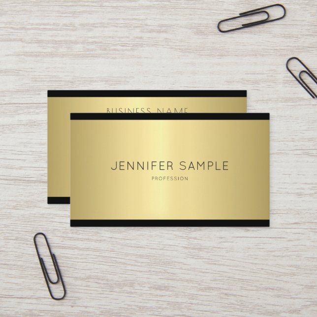 Professional Elegant Glamorous Design Modern Gold Business Card (Front/Back In Situ)