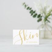 Professional Elegant Gold and White Skincare Business Card (Standing Front)