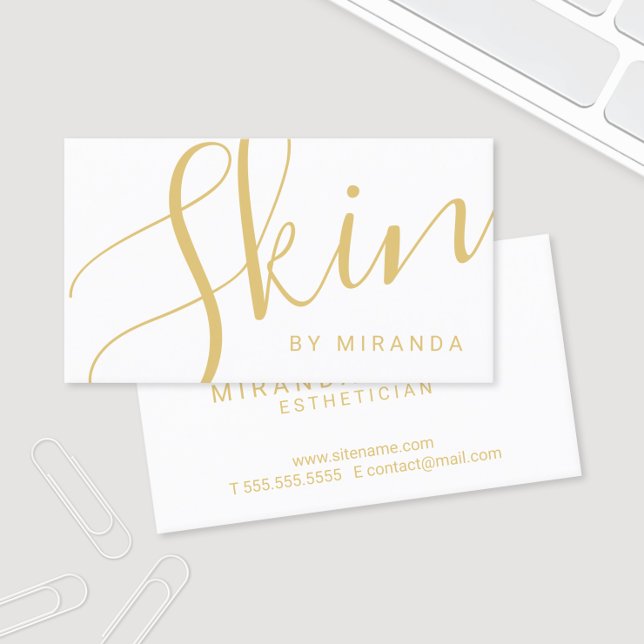Professional Elegant Gold and White Skincare Business Card